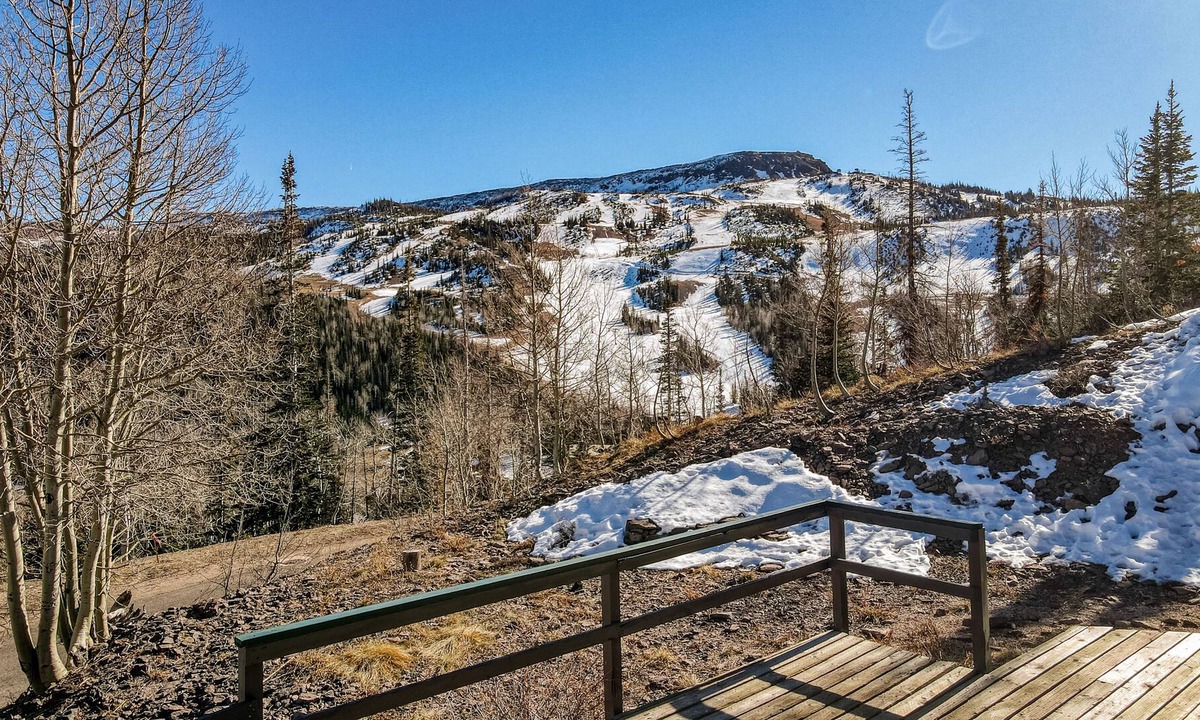 Brian Head Condo | Dog-friendly condo with spacious deck & full kitchen plus ski & mountain views