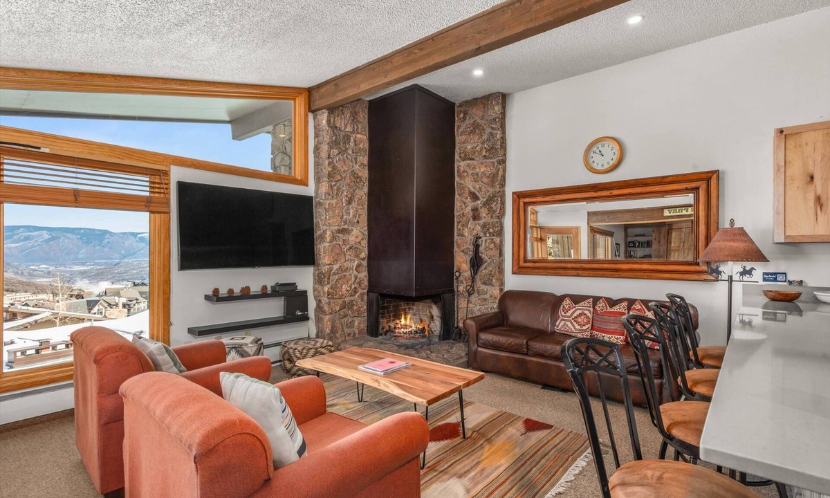Snowmass Village Condo | Mountain Views in Snowmass! Balcony W/Grill, Wood FP, Pool, Hot Tubs, Parking & Elevator Access