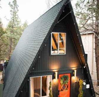Big Bear City Ski Chalet | Atomic A-Frame Mid Century Space-Age Fireplace Ski Hiking Swimming