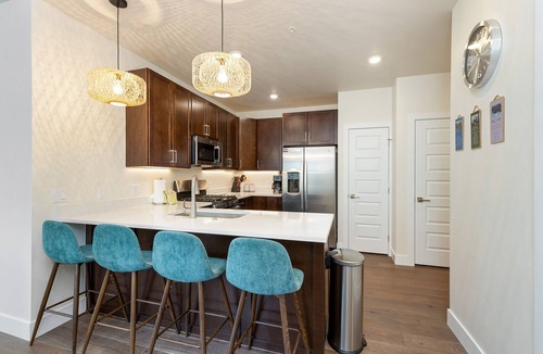 Lakeside Village Condo | Brand New Luxury Condo/Mountain Views/Shared Hot Tub