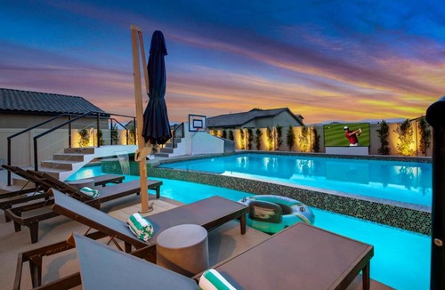 Coachella House | Lazy River Waterslide Gameroom Pool 7BR Sleeps 18