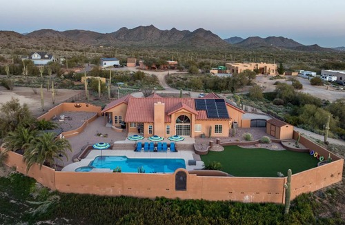 Desert Hills House | Private Desert Retreat w Heated Pool Spa Mountain Views