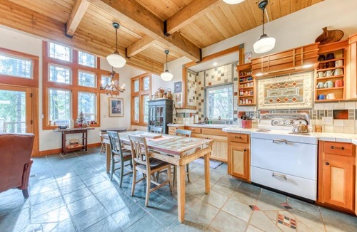 Mount Hood Village House | Riverfront home close to skiing & fishing with beach access & huge VHS library