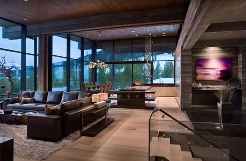 Mountain Valley House | Ultimate Luxe mountain contemporary Aspen property great deck with a fire pit