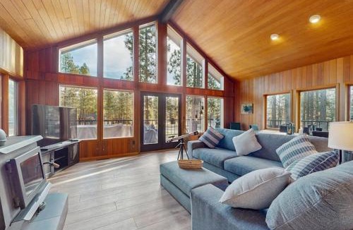 Black Butte Ranch House | Whimsical tree-lined stay with wood stove AC shared amenities and large deck