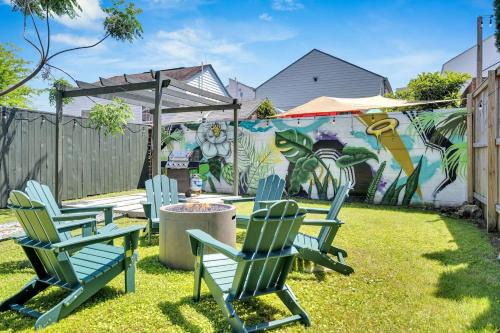 Backyard fire pit Jazz Fest & Saints ready
