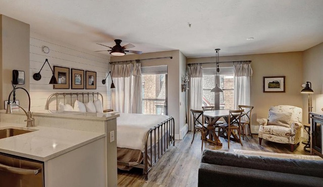 Downtown Studio With Modern Design in Walk to Snowy Trails