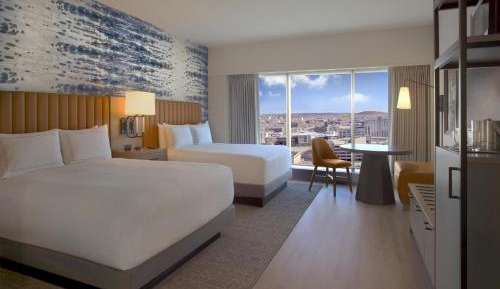 Queen Room with Two Queen Beds, City View and Roll-in Shower - Mobility Access / High Floor