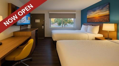 Double Room with Two Double Beds and Roll-in Shower - Mobility Access/Non-Smoking